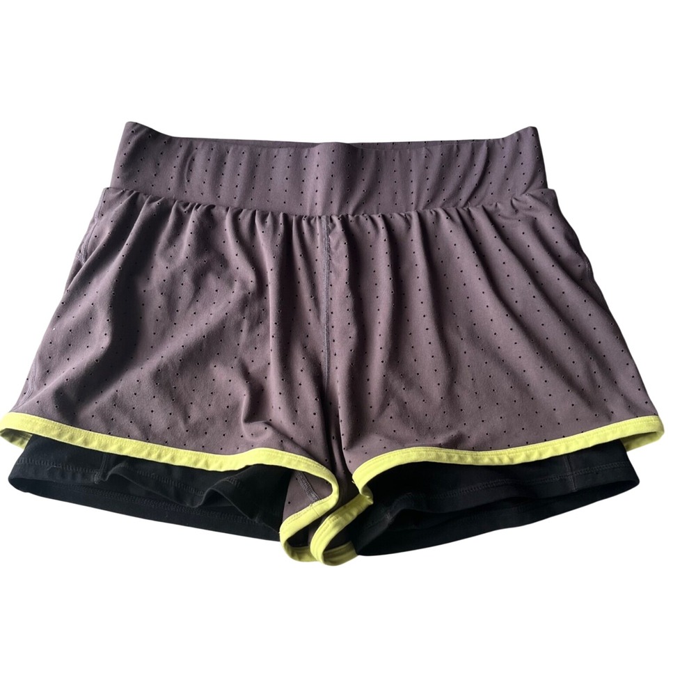 Fabletics Running Shorts Womens Purple Perforated 2-in-1 Layered Size L